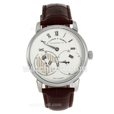 A.Lange & Sohne Automatic with White Dial-Brown Leather Strap