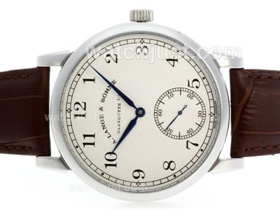 A.Lange & Sohne Classic Manual Winding with White Dial-Leather Strap