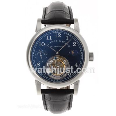 A.Lange & Sohne Classic Working Tourbillon Manual Winding with Black Dial-Leather Strap