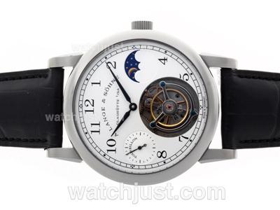 A.Lange & Sohne Classic Working Tourbillon Manual Winding with White Dial-Leather Strap