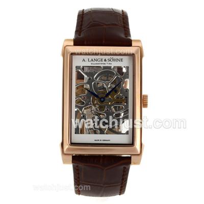 A.Lange & Sohne Lange Skeleton Manual Winding Rose Gold Case-Leather Strap