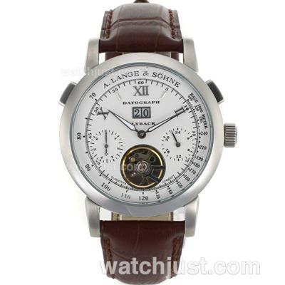 A.Lange & Sohne Lange Tourbillon Automatic with White Dial-Brown Leather Strap