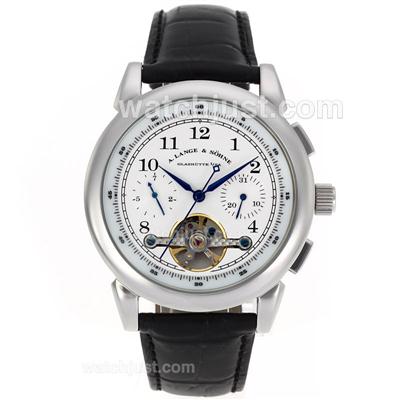 A.Lange & Sohne Lange Tourbillon Automatic with White Dial-Leather Strap