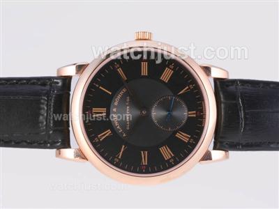 A.Lange & Sohne Saxonia Manual Winding Rose Gold Case with Black Dial-Roman Marking