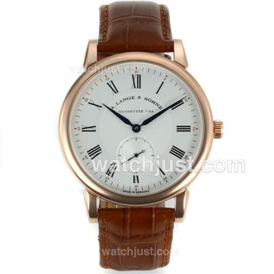 A.Lange & Sohne Saxonia Manual Winding Rose Gold Case with White Dial-Roman Marking