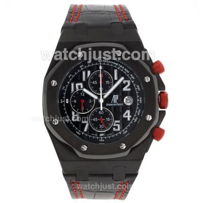 Audemars Piguet 2008 Singapore InAugural F1 GP Limited Edition Working Chrono PVD Case with Black Dial-Leather Strap