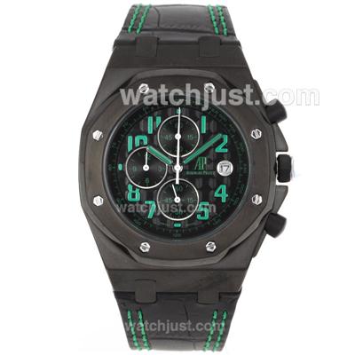 Audemars Piguet 2008 Singapore InAugural F1 GP Limited Edition Working Chrono PVD Case with Green Markers-Leather Strap