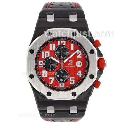 Audemars Piguet 2008 Singapore InAugural F1 GP Limited Edition Working Chrono PVD Case with Red Dial-Leather Strap