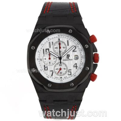 Audemars Piguet 2008 Singapore InAugural F1 GP Limited Edition Working Chrono PVD Case with White Dial-Leather Strap