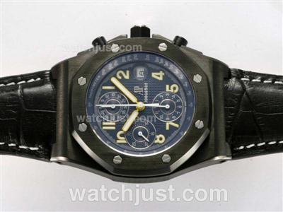 Audemars Piguet End of Days Limited Edition Chronograph Swiss Valjoux 7750 Movement PVD Case with Blue Checkered Dial