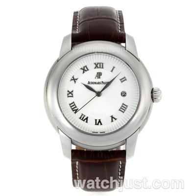 Audemars Piguet Jules Audemars Automatic Roman Markers with White Dial-Leather Strap