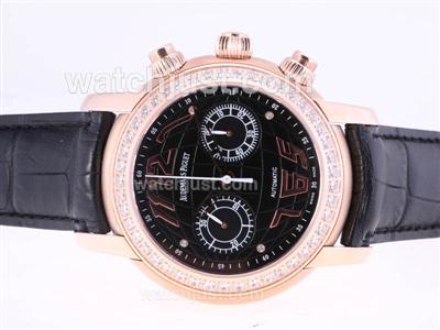 Audemars Piguet Jules Audemars Globe Chronograph Swiss Valjoux 7750 Movement With Rose Gold Case-Diamond Bezel