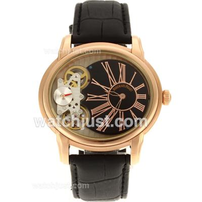 Audemars Piguet Jules Audemars Tourbillon Automatic Full Rose Gold Case Roman Markers with Black Dial