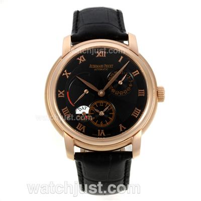 Audemars Piguet Jules Audemars Working Power Reserve Automatic Rose Gold Case with Black Dial-18 Plated Gold Movement