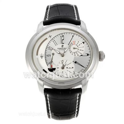 Audemars Piguet Millenary Maserati Working Power Reserve Two Time Zone Automatic with White Dial-Black Leather Strap