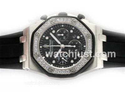 Audemars Piguet Royal Oak Chronograph Swiss Valjoux 7750 Movement Diamond Bezel with Black Dial