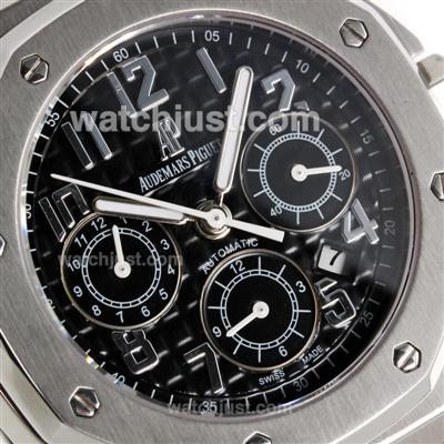 Audemars Piguet Royal Oak Chronograph Swiss Valjoux 7750 Movement with Black Checkered Dial-Leather Strap