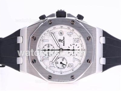 Audemars Piguet Royal Oak Chronograph Swiss Valjoux 7750 Movement with White Dial-Rubber Strap