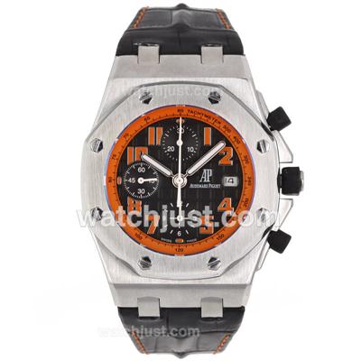 Audemars Piguet Royal Oak Offshore Chrono Swiss Valjoux 7750 Movement with Black Checkered Dial-Black Leather Strap