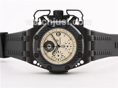 Audemars Piguet Royal Oak Offshore Survivor Asia Valjoux 7750 PVD Case with White Dial