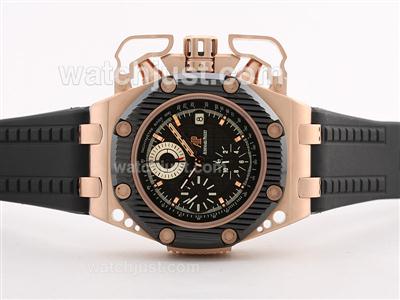 Audemars Piguet Royal Oak Offshore Survivor Asia Valjoux 7750 Rose Gold Case with Black Dial