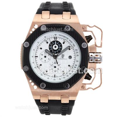 Audemars Piguet Royal Oak Offshore Survivor Working Chronograph Rose Gold Case with White Dial-Same Structure As 7750-Hi