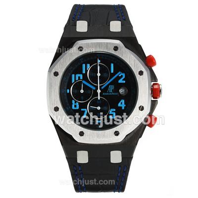 Audemars Piguet Royal Oak Offshore Working Chronograph Blue Markers with Black Dial-Leather Strap