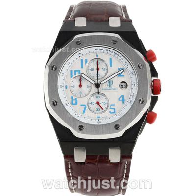 Audemars Piguet Royal Oak Offshore Working Chronograph Blue Markers with White Dial-Leather Strap