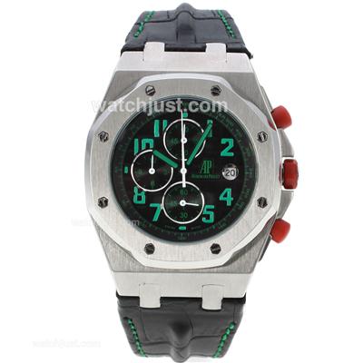 Audemars Piguet Royal Oak Offshore Working Chronograph Green Markers with Black Dial-Leather Strap