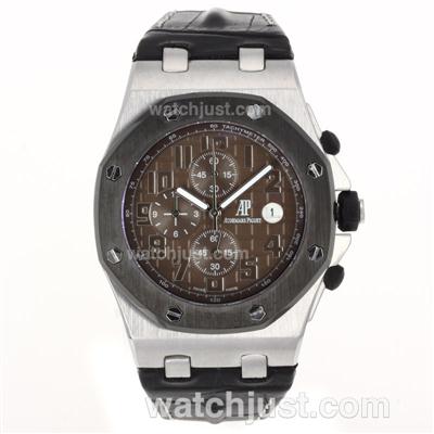 Audemars Piguet Royal Oak Offshore Working Chronograph PVD Bezel with Brown Checkered Dial-Leather Strap