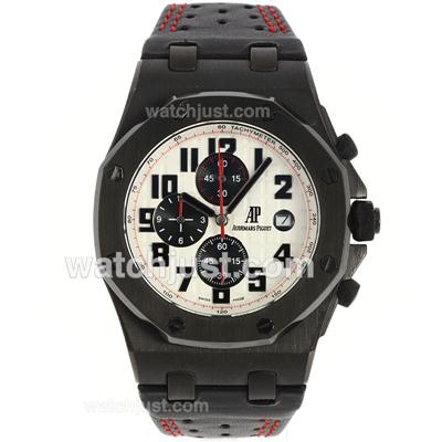 Audemars Piguet Royal Oak Offshore Working Chronograph PVD Case with White Dial-Leather Strap
