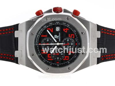 Audemars Piguet Royal Oak Offshore Working Chronograph Red Markers with Black Dial-Leather Strap