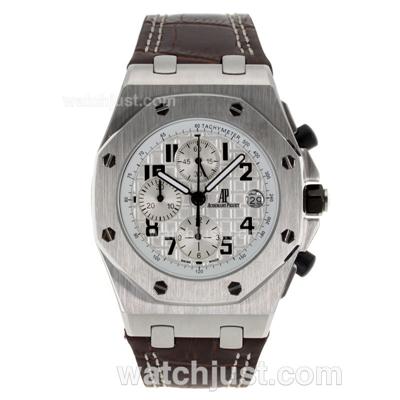 Audemars Piguet Royal Oak Offshore Working Chronograph with White Dial-Leather Strap
