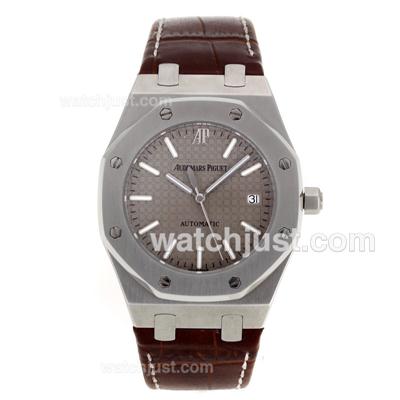 Audemars Piguet Royal Oak Swiss ETA 2824 Movement with Gray Checkered Dial-Leather Strap