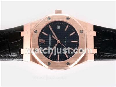 Audemars Piguet Royal Oak Swiss ETA 2836 Movement Rose Gold Case with Black Checkered Dial