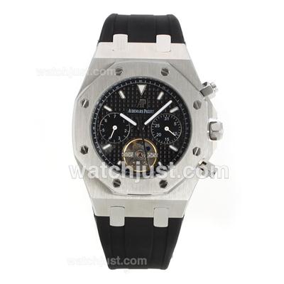 Audemars Piguet Royal Oak Tourbillon Automatic Stick Markers with Black Dial-Rubber Strap