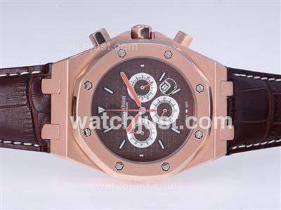 Audemars Piguet Royal Oak Working Chronograph Rose Gold Case with Brown Checkered Dial