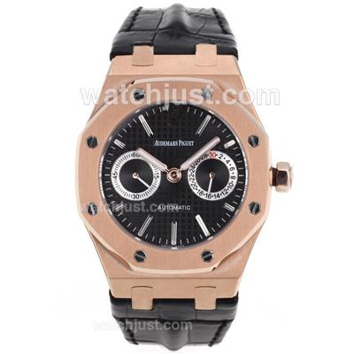 Audemars Piguet Ruben Barrichello Chrono Swiss Valjoux 7750 Movement Rose Gold Case with Black Checkered Dial-Leather Str