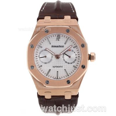 Audemars Piguet Ruben Barrichello Chrono Swiss Valjoux 7750 Movement Rose Gold Case with White Checkered Dial-Leather Str