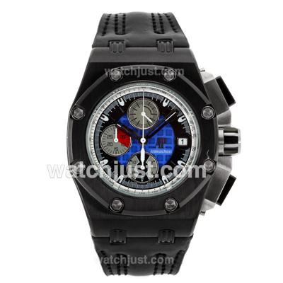 Audemars Piguet Ruben Barrichello Working Chrono PVD Case with Blue Dial-Leather Strap