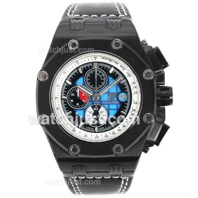 Audemars Piguet Ruben Barrichello Working Chronograph PVD Case with Blue Dial-Leather Strap