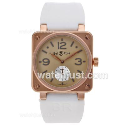 Bell & Ross BR01 Rose Gold Case with Beige Dial-38x38MM