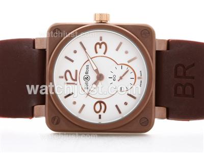 Bell & Ross BR01 Small Seconds Rose Gold Case With Brown Rubber Strap-38x38MM