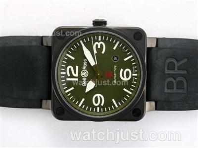 Bell & Ross Military Type Swiss ETA 2892 Movement PVD Casing with Green Dial-Rubber Strap 42x42mm