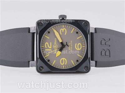 Bell & Ross BR 01-92 Automatic PVD Case with Gray Dial-Yellow Marking 46x46mm