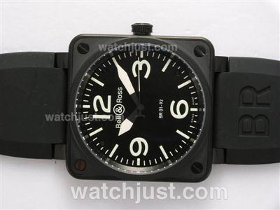 Bell & Ross BR 01-92 Swiss ETA 2892 Movement PVD Casing with Rubber Strap 46x46mm