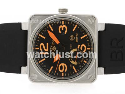 Bell & Ross BR 01-92 Working Power Reserve Automatic Black Dial with Orange Marking-Rubber Strap 46x46mm