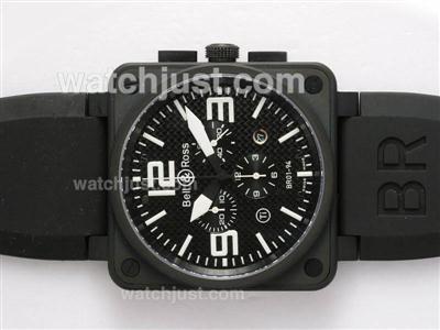 Bell & Ross BR 01-94 Chronograph Swiss ETA Movement PVD Casing with Rubber Strap 46x46mm