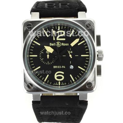 Bell & Ross BR03-94 Working Chronograph Yellow Markers with Black Dial-Leather Strap