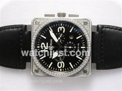 Bell & Ross BR 01-94 Chronograph Swiss ETA Movement Diamond Bezel with Black Dial 46x46mm